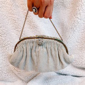 vintage cream beaded purse